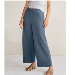 Haven Well Within Organic Cotton Wide Leg Cropped Pants Blue XL JO5375